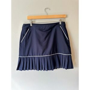 Lady Hagen Golf Skirt Womens Size 8 Navy Pleated Lined Skort White Accent